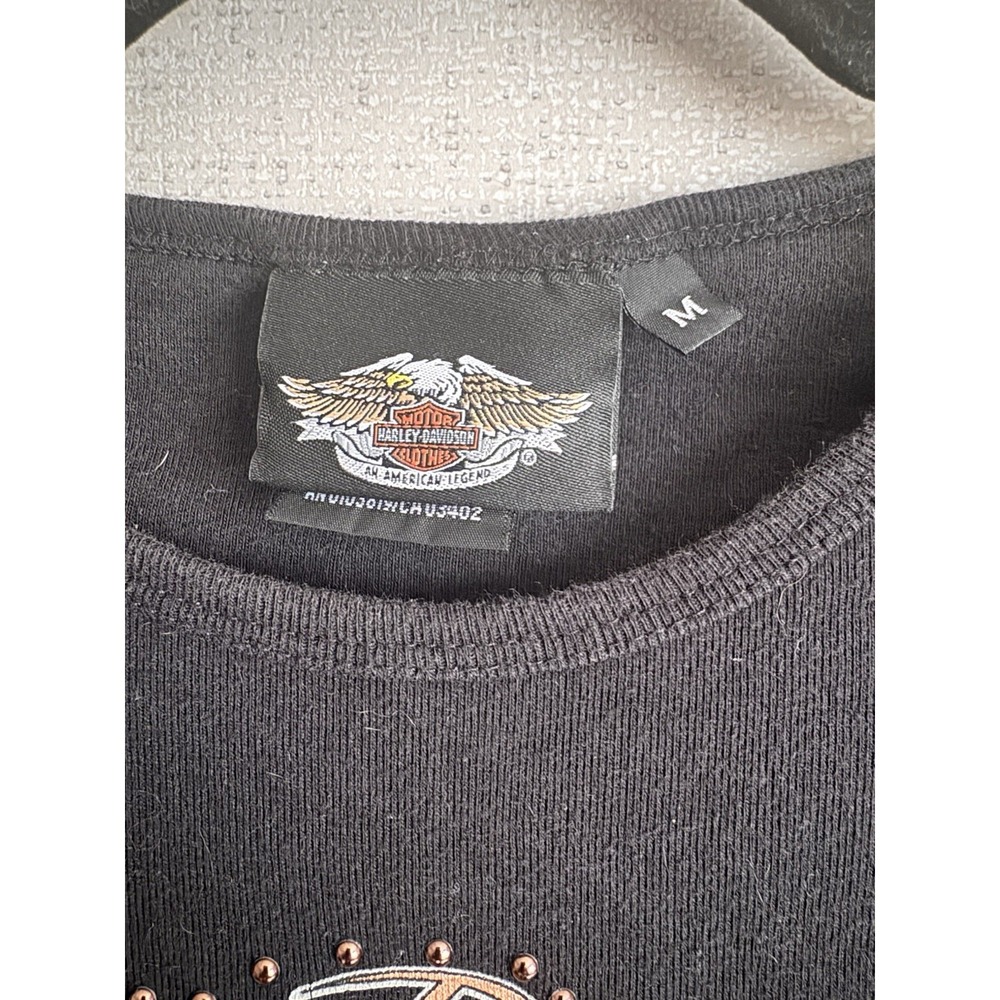 Harley Davidson Womens T Shirt size Medium Black and Gold - Picture 4 of 6
